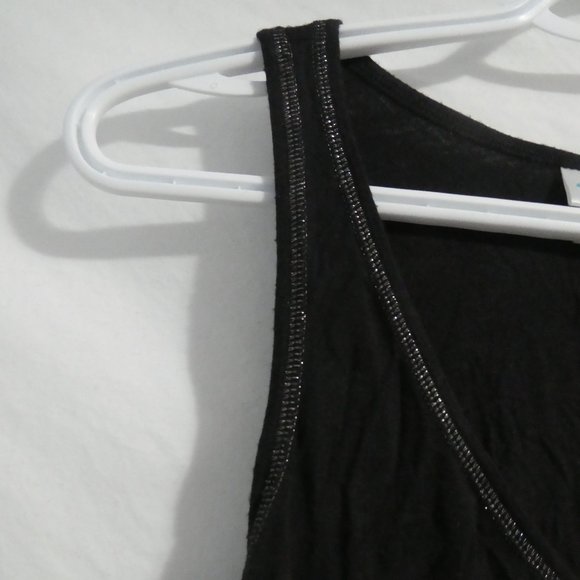 AQUA ROSE | xs extra small | Black Tank Top With Shiny Silver Trim | GUC - Picture 3 of 12